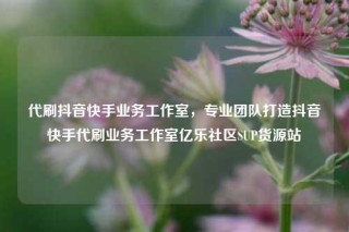 代刷抖音快手业务工作室，专业团队打造抖音快手代刷业务工作室亿乐社区SUP货源站