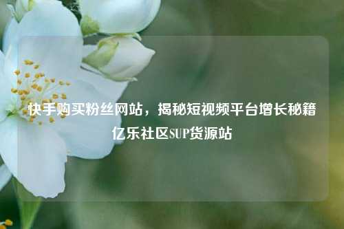 快手购买粉丝网站，揭秘短视频平台增长秘籍亿乐社区SUP货源站  第1张