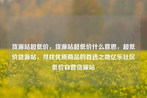 货源站超低价，货源站超低价什么意思	，超低价货源站，寻找优质商品的首选之地亿乐社区低价自营货源站  第1张