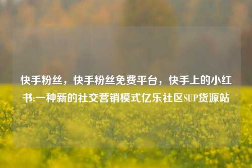 快手粉丝，快手粉丝免费平台，快手上的小红书:一种新的社交营销模式亿乐社区SUP货源站  第1张
