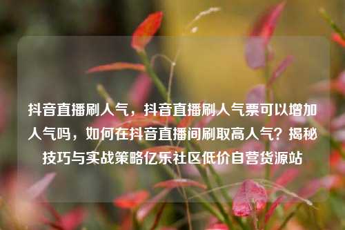 抖音直播刷人气，抖音直播刷人气票可以增加人气吗，如何在抖音直播间刷取高人气？揭秘技巧与实战策略亿乐社区低价自营货源站  第1张