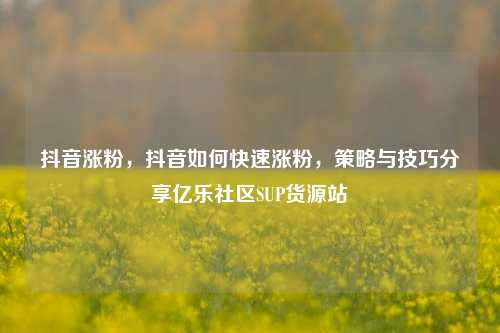 抖音涨粉	，抖音如何快速涨粉，策略与技巧分享亿乐社区SUP货源站  第1张