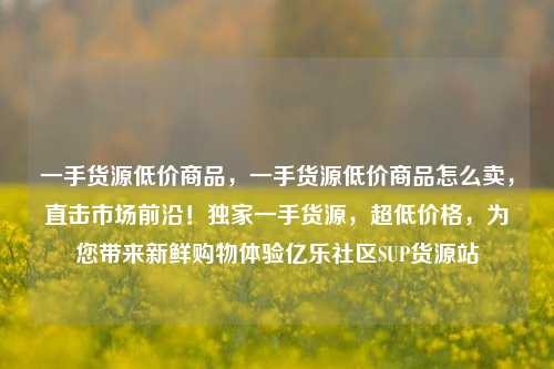 一手货源低价商品	，一手货源低价商品怎么卖，直击市场前沿！独家一手货源，超低价格	，为您带来新鲜购物体验亿乐社区SUP货源站  第1张