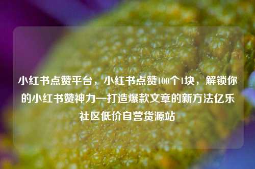 小红书点赞平台，小红书点赞100个1块，解锁你的小红书赞神力—打造爆款文章的新方法亿乐社区低价自营货源站  第1张